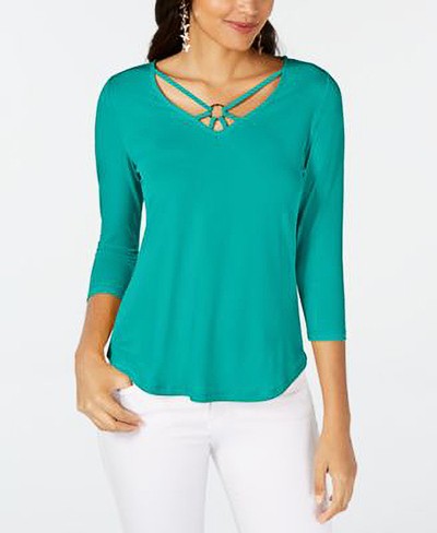 THALIA SODI/REUNITED LLC RING DETAIL 3/4 SLEEVE T - Shenayah Beauty Shop