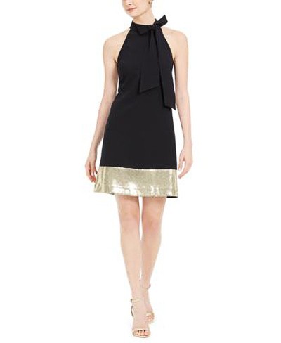 Vince Camuto Halter Dress with Sequin Hem and Bow Detail Shenayah Beauty Shop Vince Camuto Halter Dress with Sequin Hem and Bow Detail Shenayah Beauty Shop