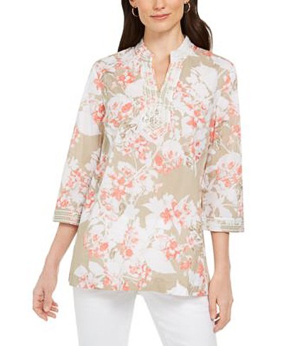 Charter Club Embroidered Voile Tunic