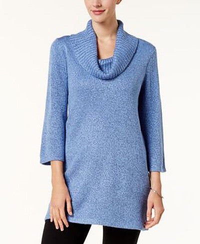 KAREN SCOTT Medium Purple Cowl Neck Quarter Sleeve Knit Sweater
