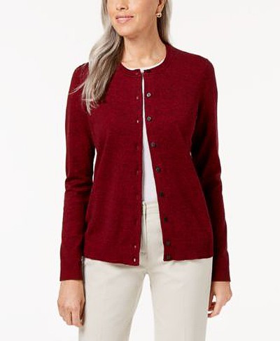 KAREN SCOTT Marled Fine Gauge Cardigan