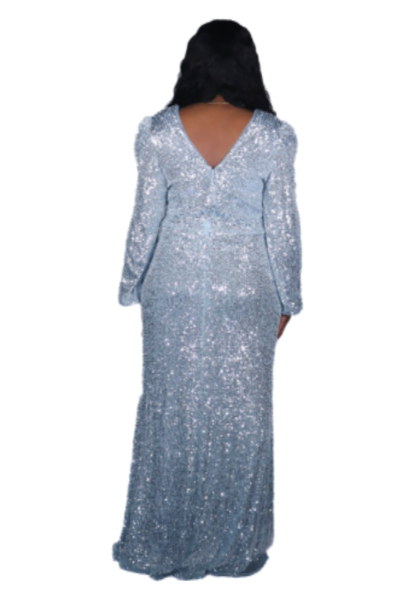 XSCAPE Women’s Light Blue Sequined Evening Dress