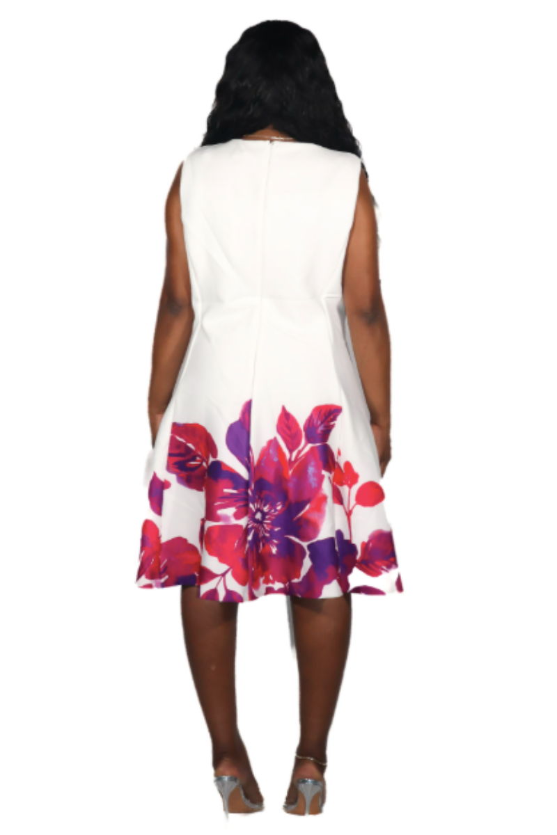 DKNY Floral-Border Fir & Flare Dress