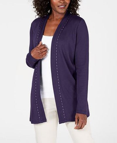 KAREN SCOTT-MMG, LS STUDDED CARDIGAN