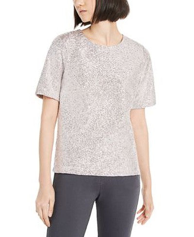 MONTEAU INC SS SPARKLE WOVEN TOP