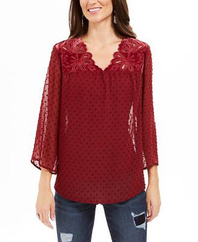 STYLE & CO-MMG FW CLIPDOT BLOUSE - Shenayah Beauty Shop