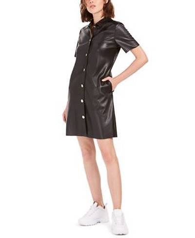 BAR III Faux-Leather Shirtdress - Shenayah Beauty Shop