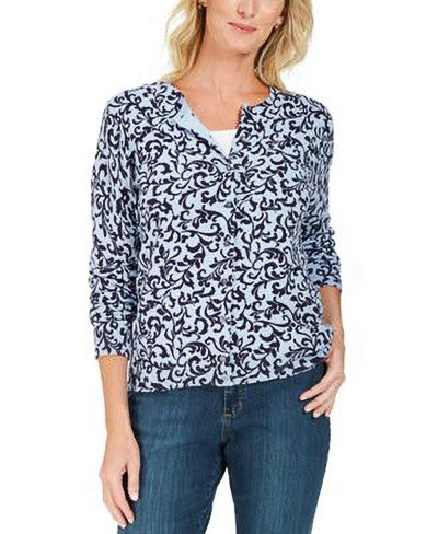 KAREN SCOTT Women's Jacquard Cardigan Sweater