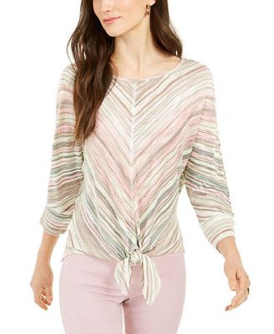 STYLE & CO-MMG, FK LS STRIPE TIE TOP - Shenayah Beauty Shop