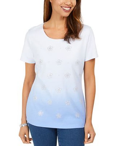 KAREN SCOTT Daisy-Shine Scoop-Neck Top