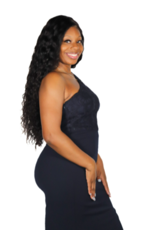 Adrianna Papell One-Shoulder Midnight Blue Lace Gown